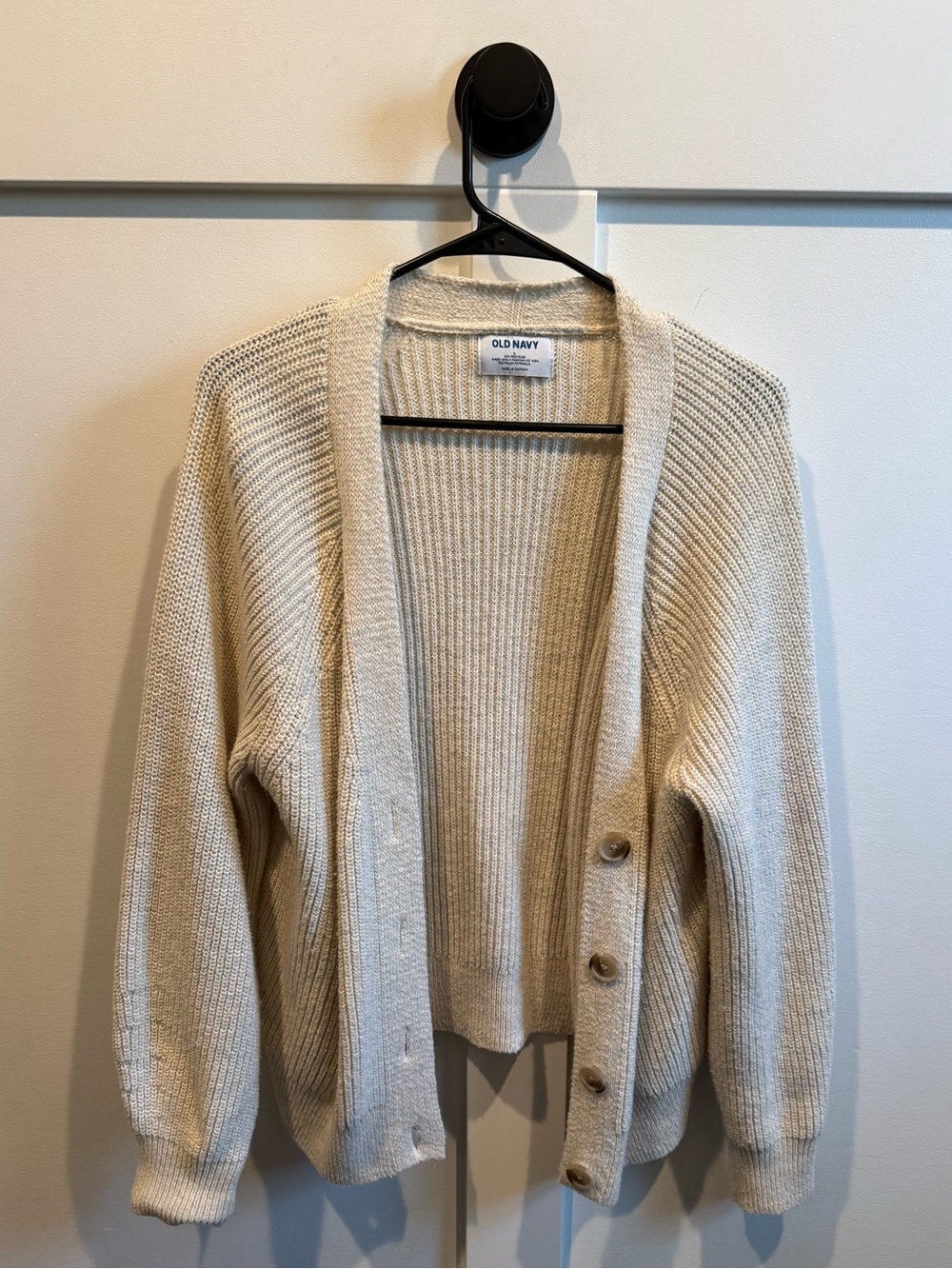 Old Navy Ivory Ribbed Button Cardigan Sweater